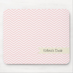 Salmon Pink Chevron Mouse Pad