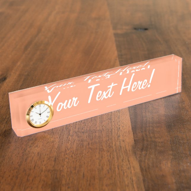Salmon Pink colour accent customizable Nameplate (Side)