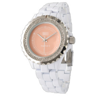 Salmon Pink Decor Background Personalized Watch