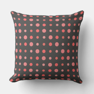 Salmon, pink dots on Grey Throw Pillow