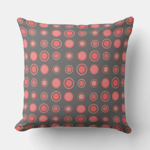 Salmon, pink dots on Grey Throw Pillow