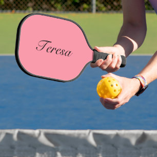 Salmon Pink Elegant Name Trendy Minimalist Pickleball Paddle