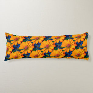 Salmon Pink Floral Pattern Body Pillow