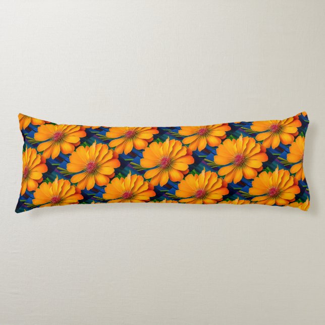 Salmon Pink Floral Pattern Body Pillow (Front)