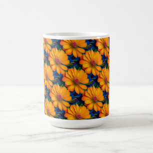 Salmon Pink Floral Pattern Coffee Mug