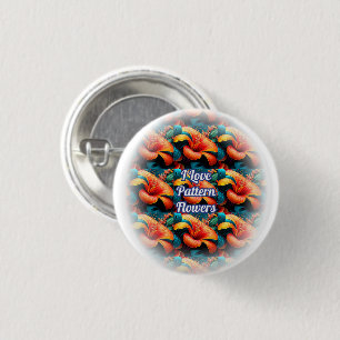 Salmon Pink Flowers Pattern 1 Inch Round Button