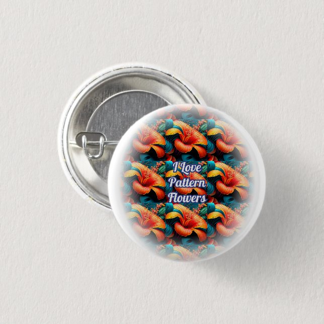 Salmon Pink Flowers Pattern 1 Inch Round Button (Front & Back)