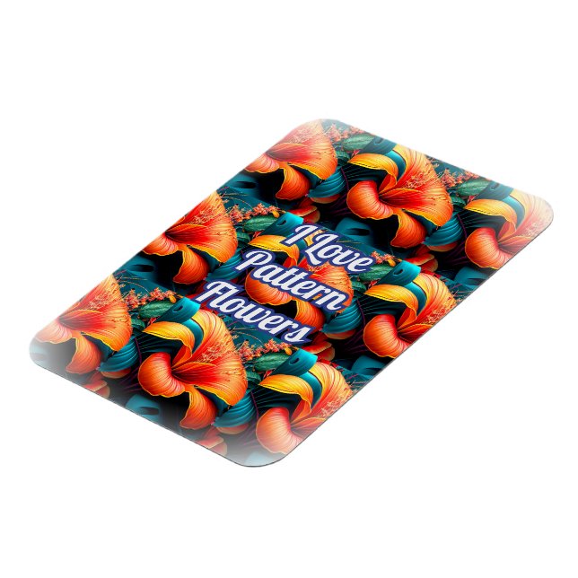 Salmon Pink Flowers Pattern Magnet (Left Side)