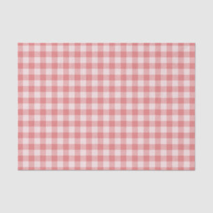 Salmon Pink Gingham Plaid Tissue Paper