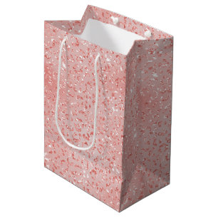 Salmon Pink Glitter Leopard Print Medium Gift Bag