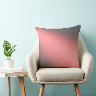Salmon Pink & Grey ombre moonlight  Throw Pillow