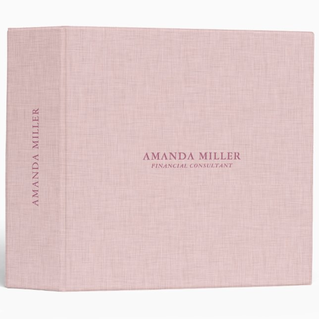 Salmon Pink Linen Texture Custom Typography Binder (Front/Spine)