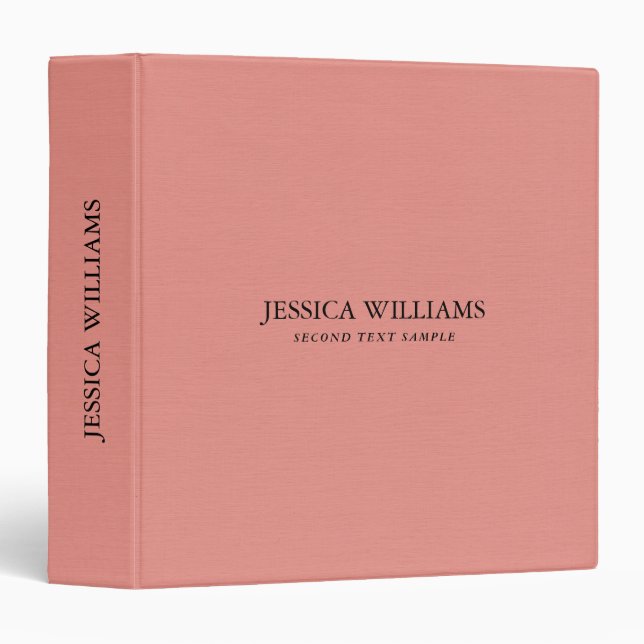 Salmon pink linen texture simple black typography binder (Front/Spine)