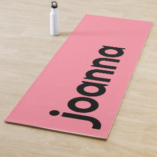 Salmon Pink Modern Name   Stylish Simple Yoga Mat