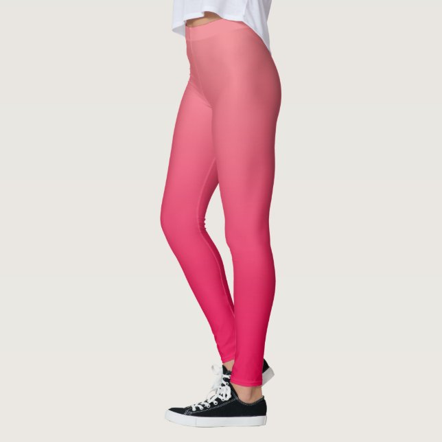 Salmon Pink Red Ombre Leggings (Left)
