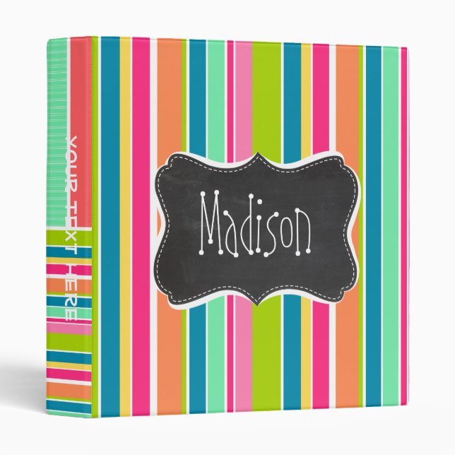 Salmon Pink & Seafoam Green; Vintage Chalkboard Binder (Front/Spine)
