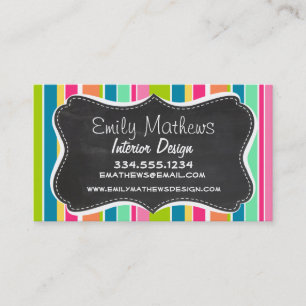 Salmon Pink & Seafoam Green; Vintage Chalkboard Business Card