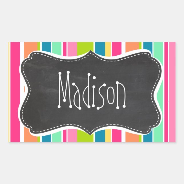 Salmon Pink & Seafoam Green; Vintage Chalkboard Sticker (Front)