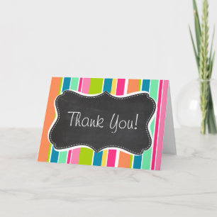 Salmon Pink & Seafoam Green Vintage Chalkboard Thank You Card