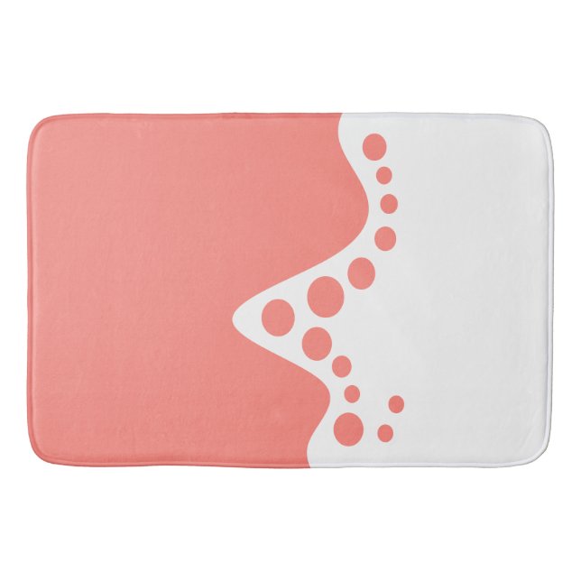 Salmon Pink soft wave and bubbles Bath Mat (Front)