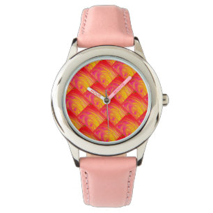 Salmon pink with sunshine orange art design        watch