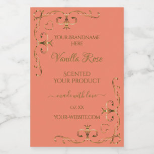 Salmon Product Labels Gold Ornate Corner Border