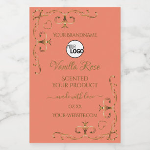 Salmon Product Labels Gold Ornate Corner with Logo