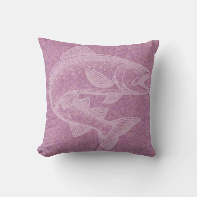 Salmon Rising Throw Pillow (Front)