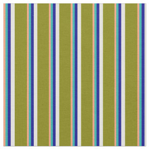 Salmon, Sea Green, Blue, Light Yellow & Green Fabric