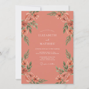 Salmon Serene Autumnal Wedding Invitation