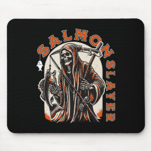 Salmon Slayer Funny Skeleton Fishing Salmon Fish Mouse Pad