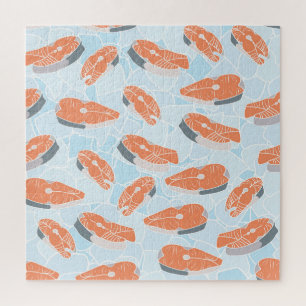 Salmon Steak Ice Vintage Texture Jigsaw Puzzle