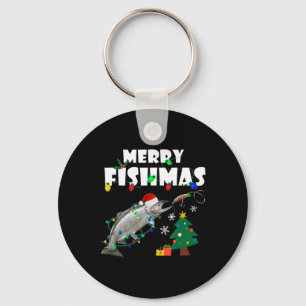 Salmon Steelhead Merry Fishmas Christmas King Trou Keychain