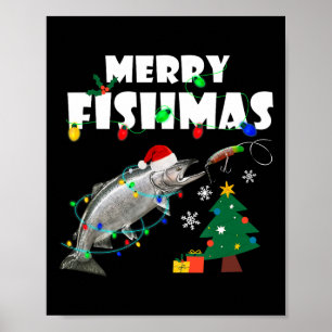 Salmon Steelhead Merry Fishmas Christmas King Trou Poster
