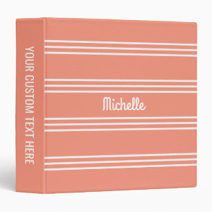 Salmon Stripes custom monogram binders