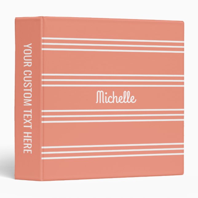 Salmon Stripes custom monogram binders (Front/Spine)