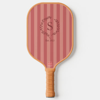 Salmon Stripes Monogram Est Year Preppy Pickleball Pickleball Paddle