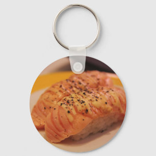 Salmon Sushi Japanese Food Delicious Yummy Mayo Keychain