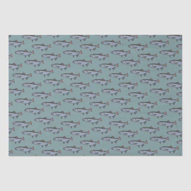 Salmon Swimming Pattern PNW Fishing Fish Gift Wrap Tissue Paper (Front)