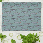 Salmon Swimming Pattern PNW Fishing Fish Kitchen Towel<br><div class="desc">Decorate your kitchen with this cool art towel. Makes a great housewarming,  birthday or wedding gift! 
You can customize it and add text too.
Check my shop for lots more colours and patterns!</div>