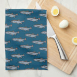 Salmon Swimming Pattern PNW Fishing Fish  Kitchen Towel<br><div class="desc">Decorate your kitchen with this cool art towel. Makes a great housewarming,  birthday or wedding gift! 
You can customize it and add text too.
Check my shop for lots more colours and patterns!</div>
