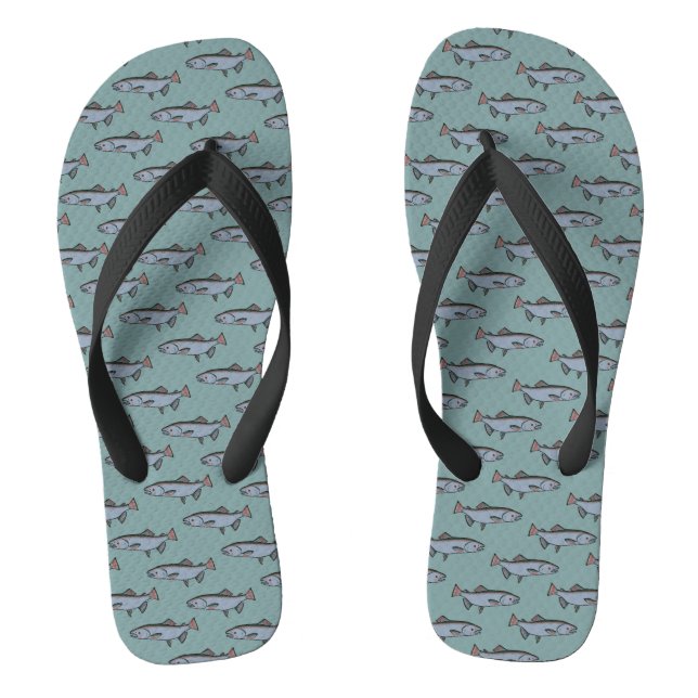 Salmon Swimming Pattern PNW Fishing Fish Nature Flip Flops (Footbed)