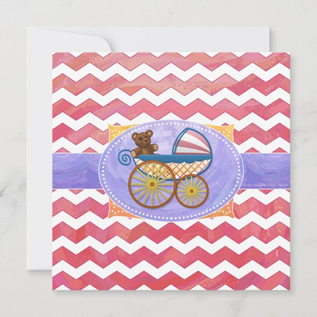 Salmon Swirl Baby Stuff Invitation (Front)