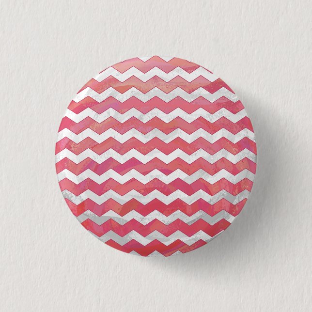 Salmon Swirl Chevron Pattern 1 Inch Round Button (Front)