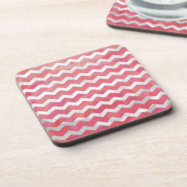 Salmon Swirl Chevron Pattern Coaster (Left Side)