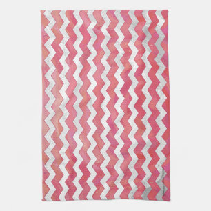 Salmon Swirl Chevron Pattern Kitchen Towel