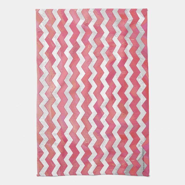 Salmon Swirl Chevron Pattern Kitchen Towel (Vertical)