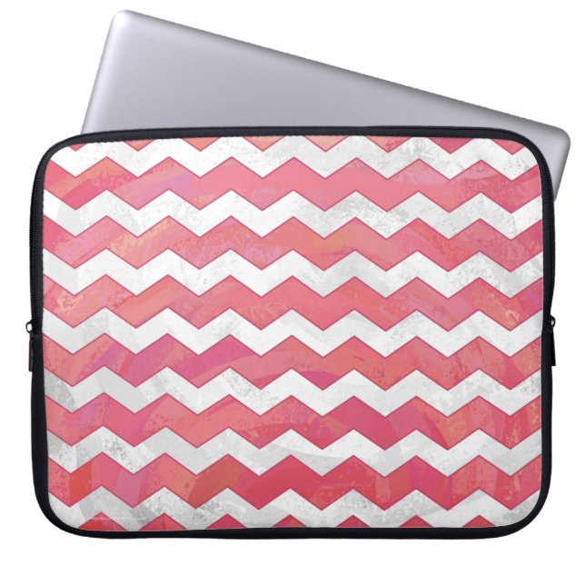 Salmon Swirl Chevron Pattern Laptop Sleeve (Front)