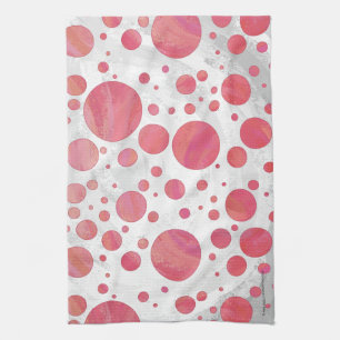 Salmon Swirl Dot Pattern Kitchen Towel
