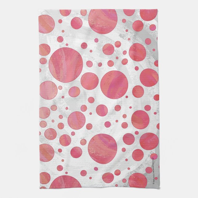 Salmon Swirl Dot Pattern Kitchen Towel (Vertical)